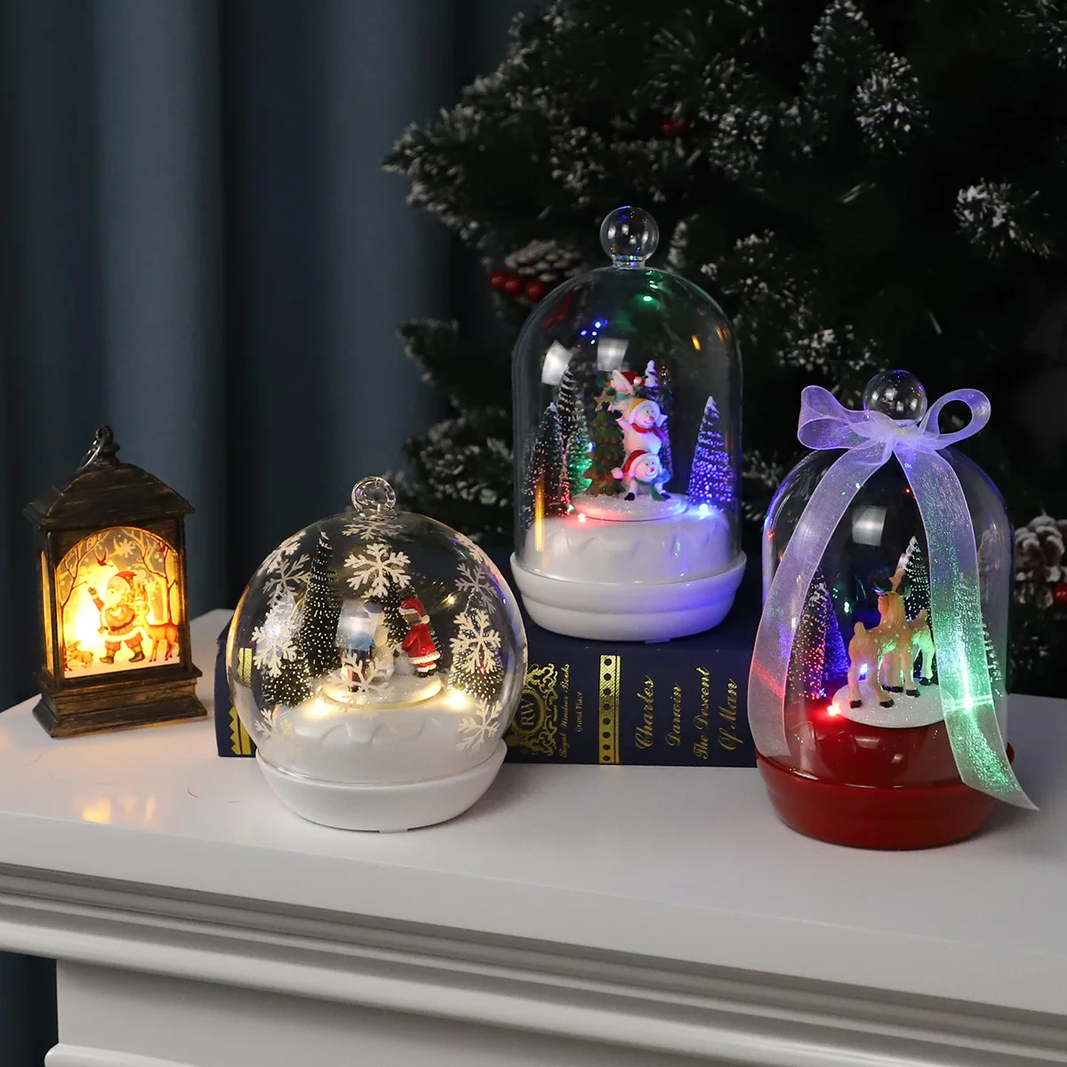 wholesale glitter light up glass balls for sale with rotatable base music box gifts for children