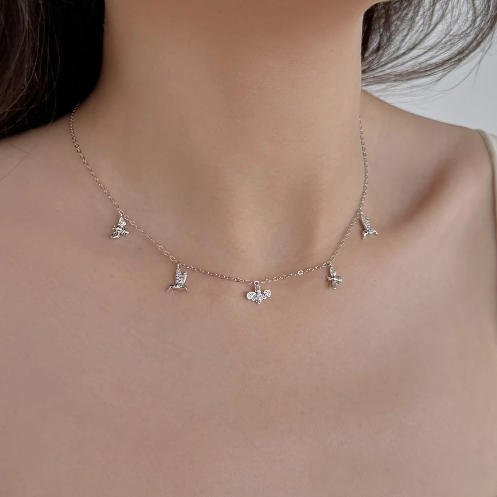 KAKODIY exquisite charm design 925 Sterling Silver chain 5A straight-pull cubic zirconia hummingbird pendant necklace women's daily wear jewelry detail 8