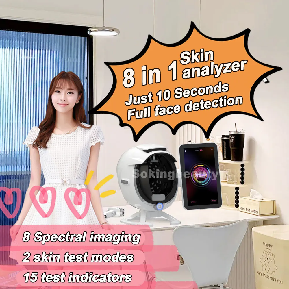 Skin Tester Face Moisture Oil Content Skin Analyzer Facial Water Cheek Elastic Face Age Test Meter Fluorescent Agent Detector