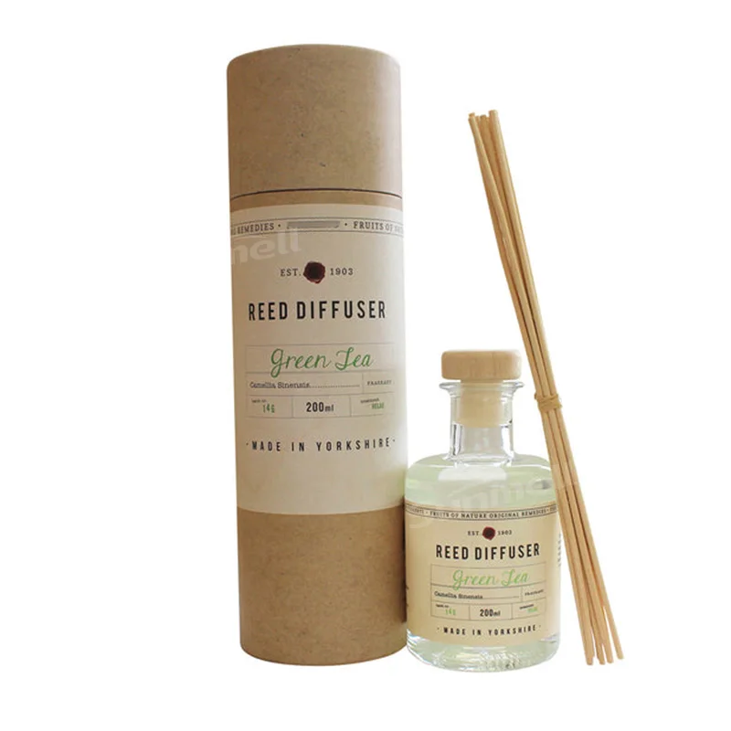 Custom Printed Reed Diffuser Packaging Cardboard Round Gift Boxes Recycled Kraft Paper Tube Packaging for Room Fragrance