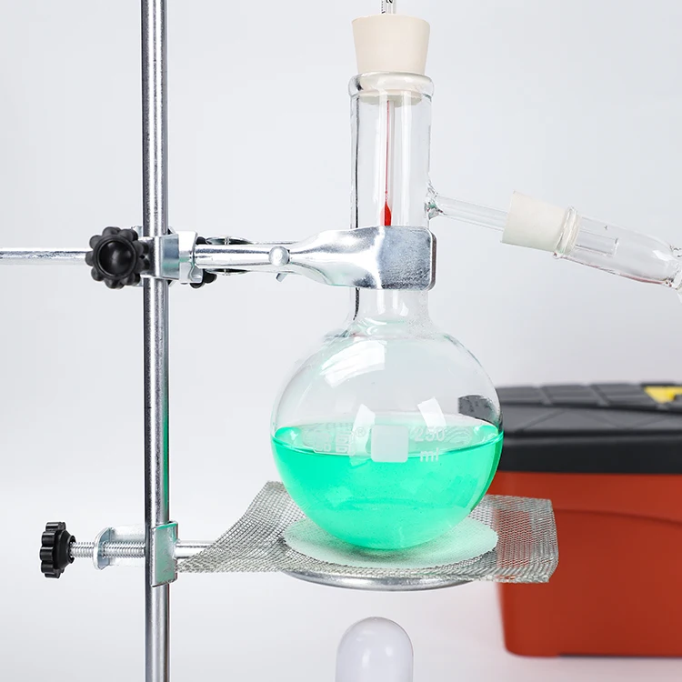 Заводская поставка 250 мл чемодан в упаковке аппарат для дистилляции набор химической лабораторной посуды травяной