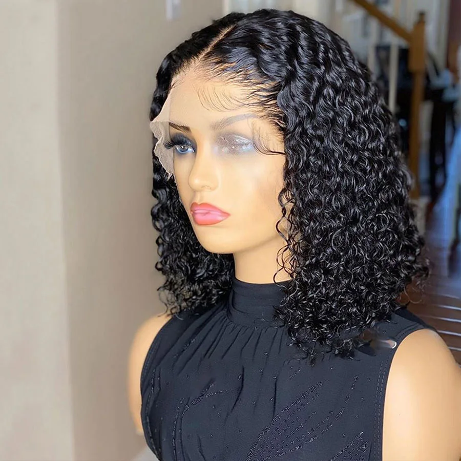 Hot Sale Curly Short Bob Lace Front Human Hair Wigs For Black Women 13*4  150% Density Brazilian Remy Hair Wigs - Buy Brazilian Curly Wig,Curly Human Hair  Wigs,Short Curly Wig Product on