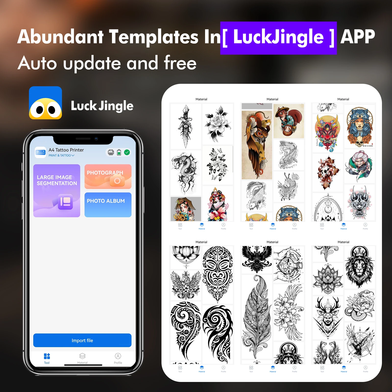 LUCK JINGLE Thermal Tattoo Stencil Printer Impresora Tattoo Machine Compatible for Phone and Computer3