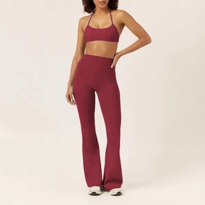 2026 New Women's Plus Size Solid Quick-Dry Sports Fitness Set Backless Halter Bra & Flared Shorts Sport Outfit