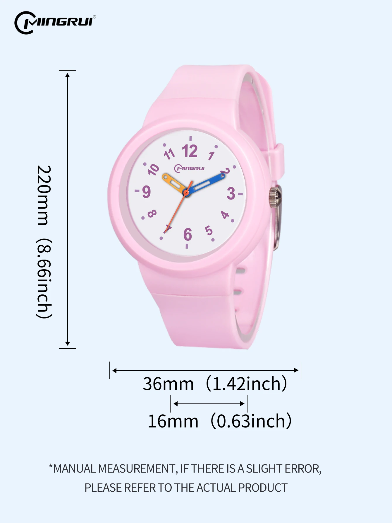 Waterproof Quartz Wrist Watch for Kids 36mm Dial, OEM