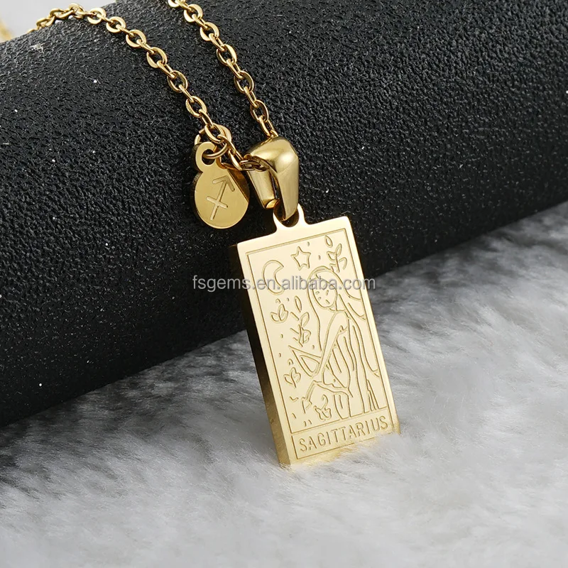Fashionable 18K Gold Plated High Quality Shiny Chain Necklace With Pattern Engraving Charm Pendant Necklace