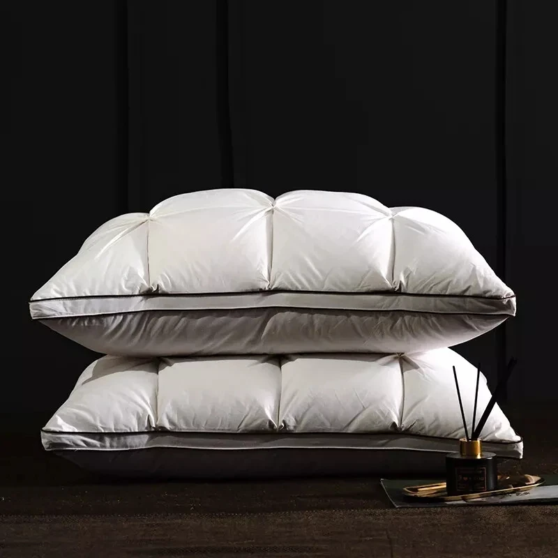 Luxury 3D Bread 100% Cotton Anti-down Fabric White Premium Goose Down Feather Bed Gusseted Soft Pillow for 5 Starts Hotel