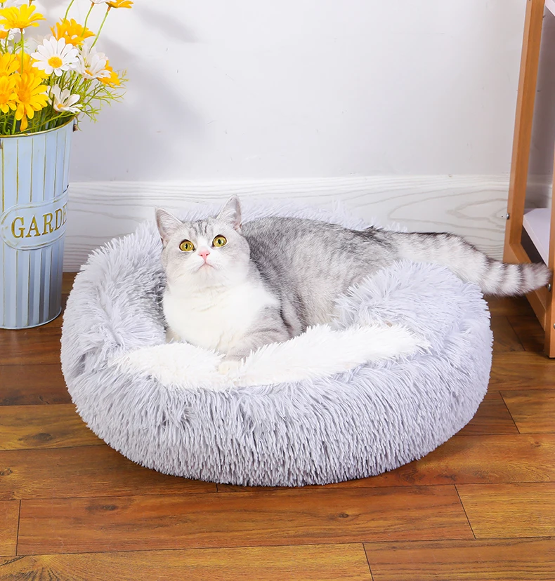 Dog Cat Bed House For Sleep Half Enclosed Pet Nest Warm Plush Kennel 