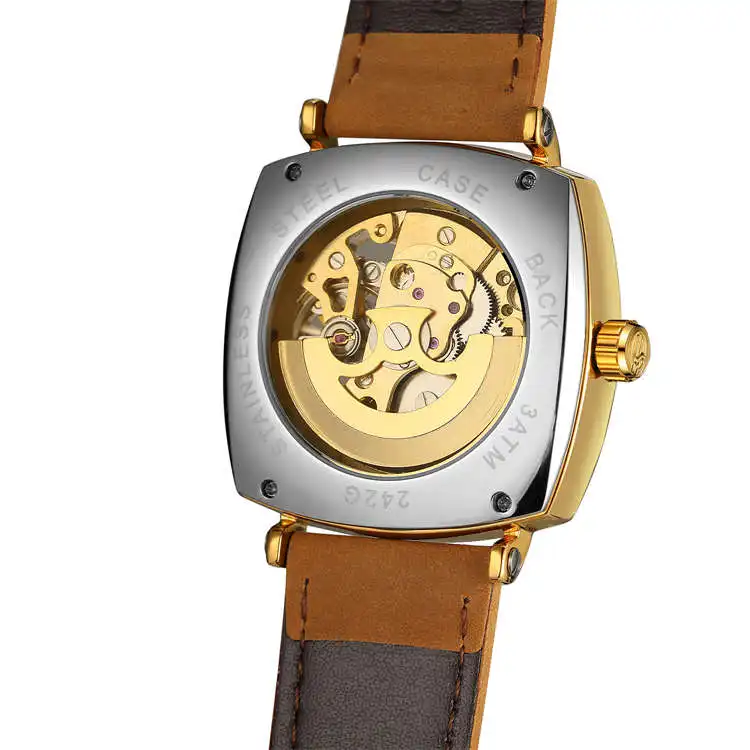 8274 Мужские механические часы из натуральной кожи