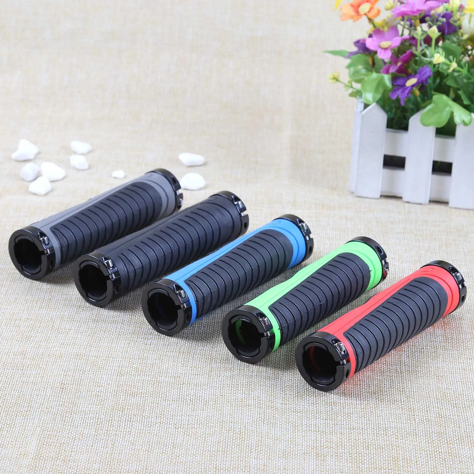 PLATT Fietshandgrepen, antislip, zacht rubber, voor fiets/MTB/BMX, 2 paar