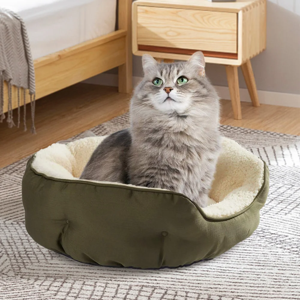 Custom made non slip fluffy color round pet cat sleeping luxury dog bed for small dogs factory