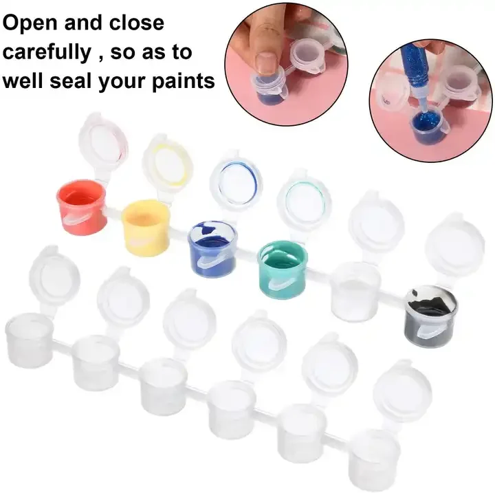 1.6ml 2ml 3ml 5ml 10ml 15ml Empty Paint Strips Mini Paint Strips Pots Clear Storage Containers with Lids