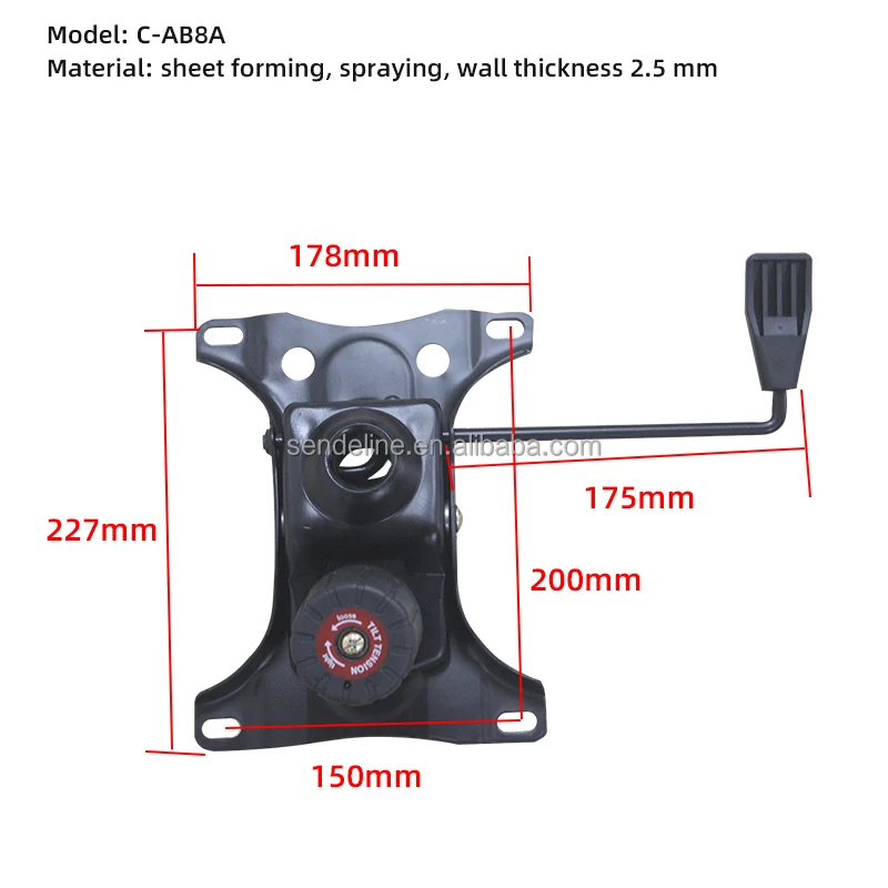 225×175mm Office Chair Mechanism with Free Float Function and Carton Packaging for Home and Office Use
