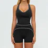 7028 Gilet &amp; 7028 Short - Noir Haut de Gamme