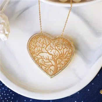 Simple Personality Temperament Hollow Love Tree Necklace Heart Shaped Clavicle Chain Tree Of Life Family Tree Pendant Necklace