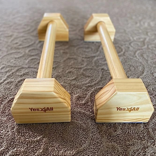 Parallel Bars Parallettes Supports Calisthenics Exercises and Upper Body Strength Workouts Pack of 2 Solid Wood Push up Stand