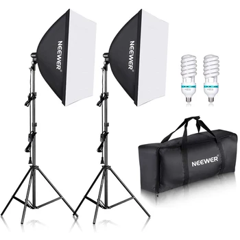 Neewer 700W Professional Photography 24x24 Inches/60x60 Centimeters Softbox with E27 Socket Light Lighting Kit