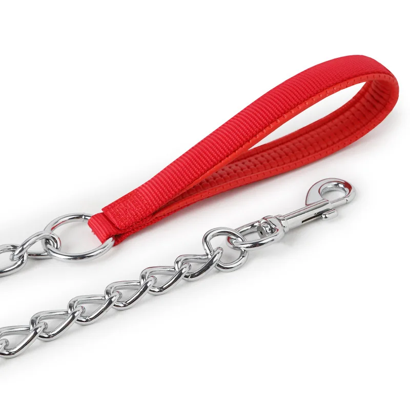 Gold Dog Leash Wire 3m Metal Steel Chain Heavy Duty Double Clip Traction Rope Walking Pet Lead Dog