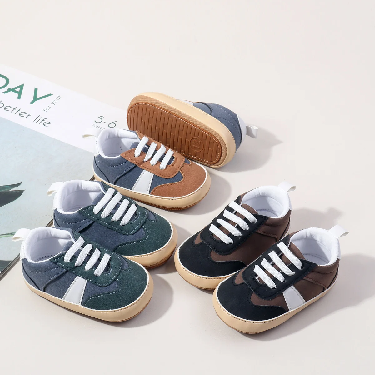 2025 New Designs Lace-up Design Anti-slip Soft Tpr Outsole Baby Boys Shoes Casual Sport Toddler Shoes