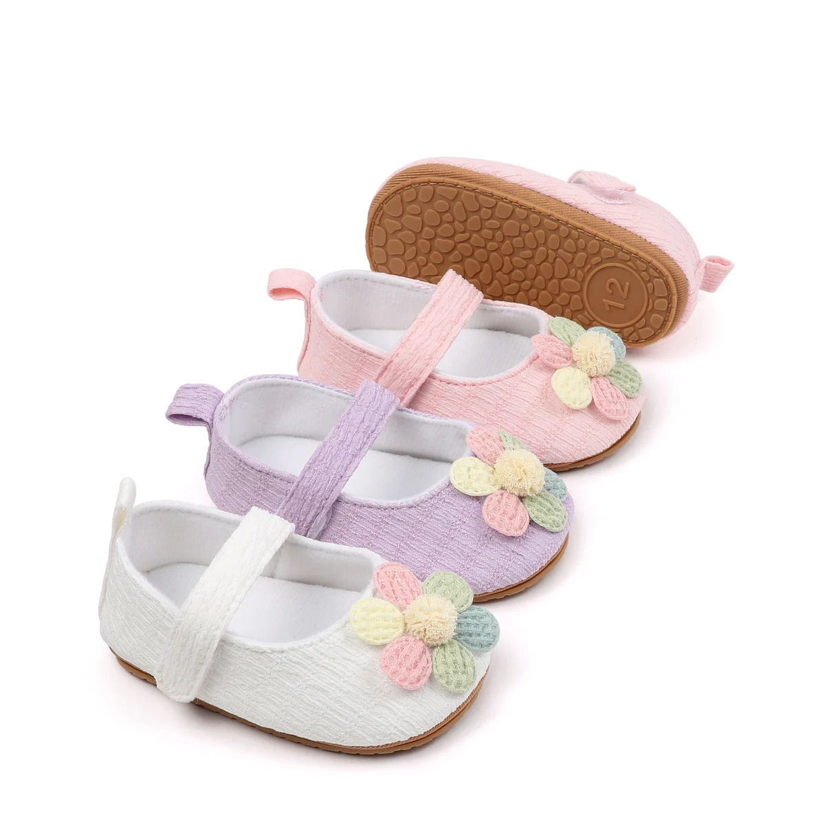 Colorful Flower Design Soft Sole Newborn Infant Baby Shoes for Girls