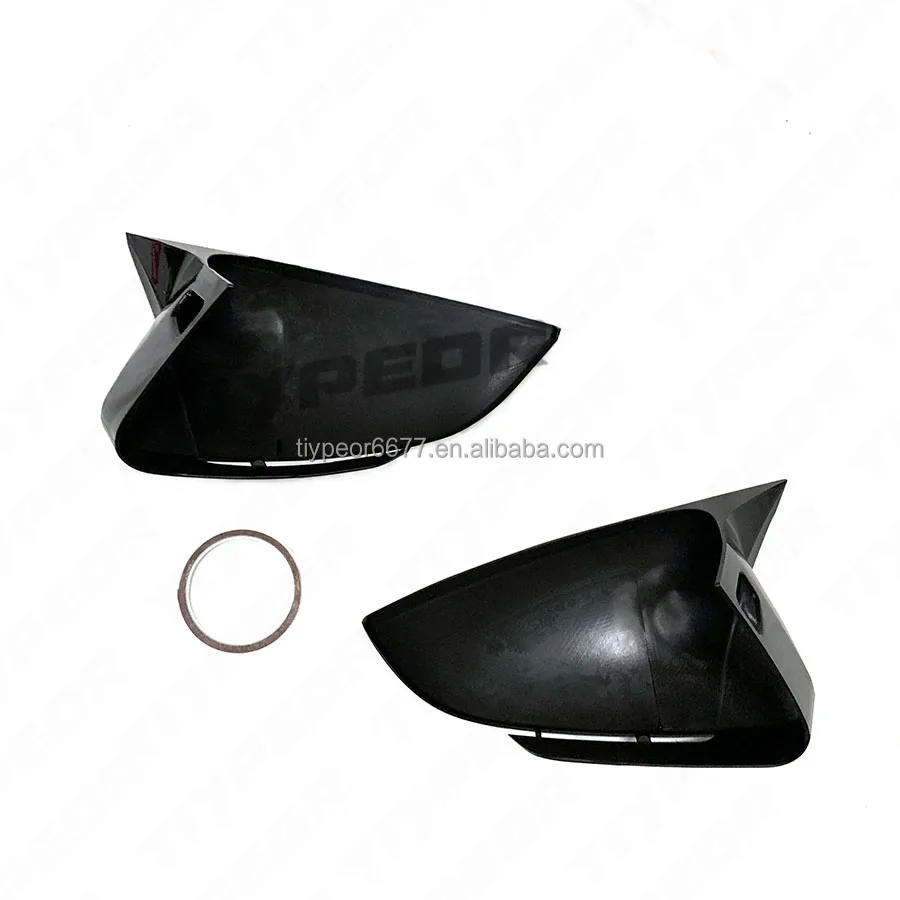 product tiypeor glossy black side rearview mirror cover trim for geely radar 6   auto exterior accessory with horn style-5