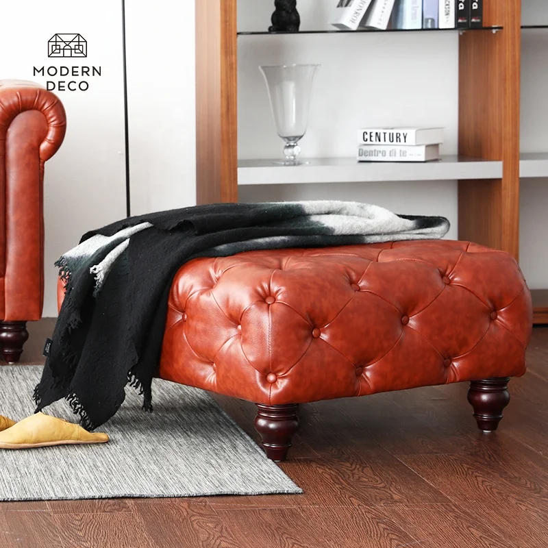 tapak kaki tapak kaki ottoman pouf moden pu lelai tiruan berbintik chesterfield