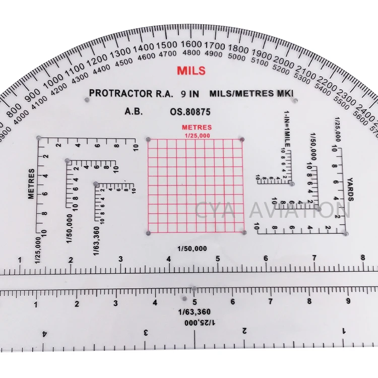 9 inch semi circle map protractor