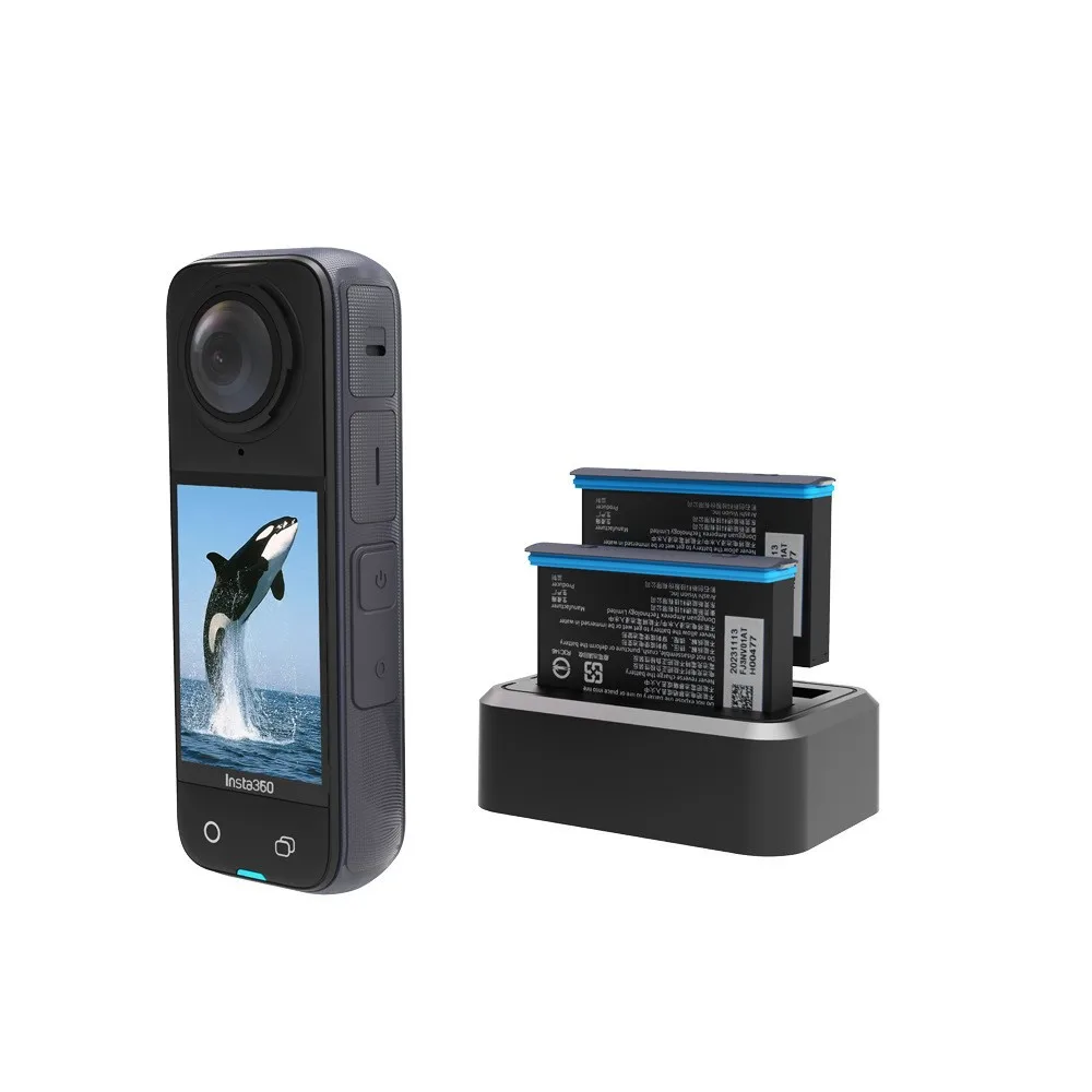 Acculader voor Insta360 X4, opbergstation met twee batterijen voor Insta 360 X4 actiecamera met USB type C oplaadkabel (zonder batterij