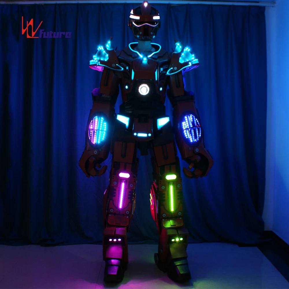 Human Size LED Event Transformer Robot Cosplay Costume Suits Super Size Stilts Amazing Carnival Party Black Carton 1 Piece Sets