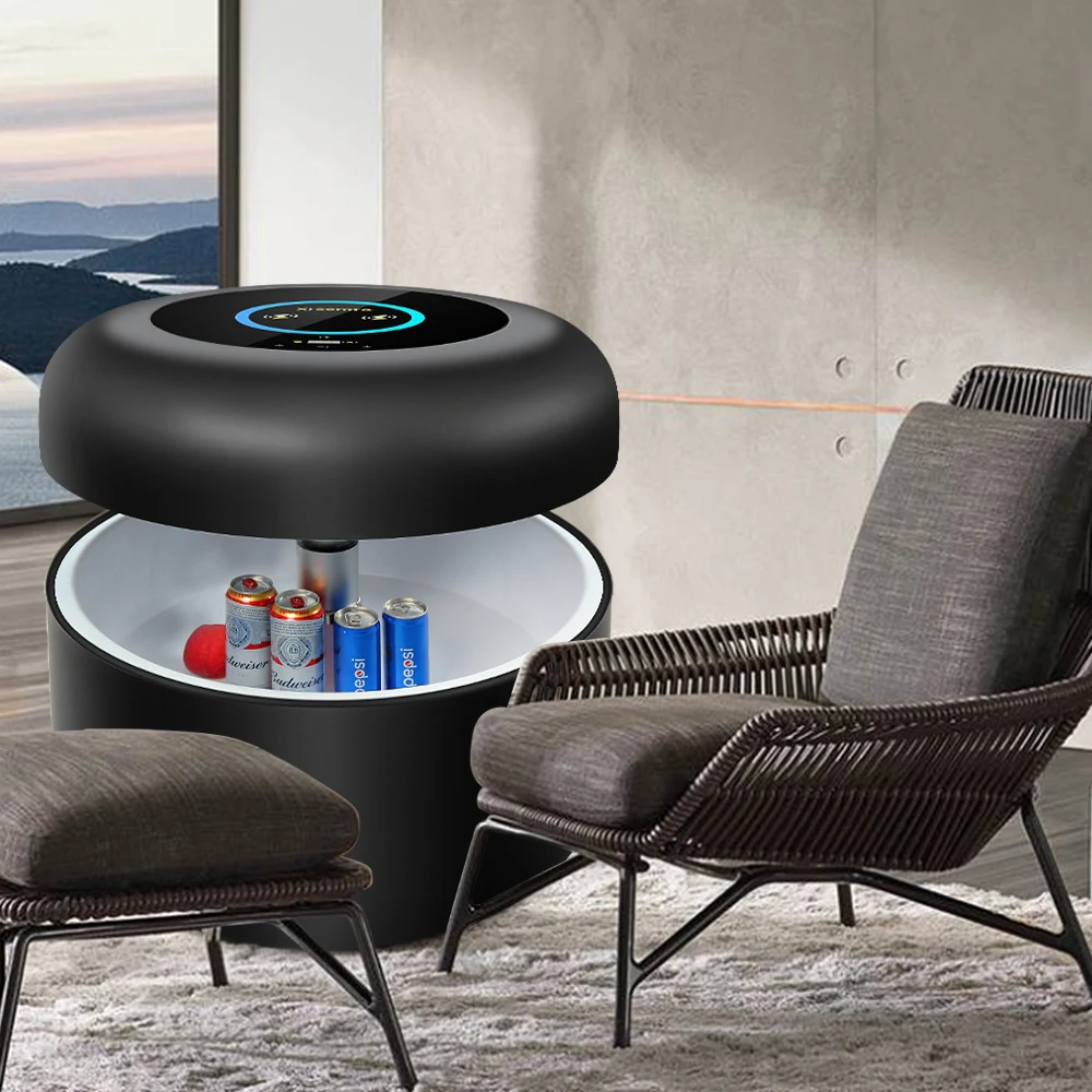 AC Power Electric Liftup Mini Smart Fridge Coffee Tables Round Modern Smart Center Coffee Tea Table With Fridge of New Product