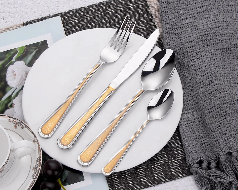 Набор роскошных столовых приборов 24 в стиле барокко, набор столовых приборов из нержавеющей стали 18/10, свадебный набор столовых приборов 24 шт.