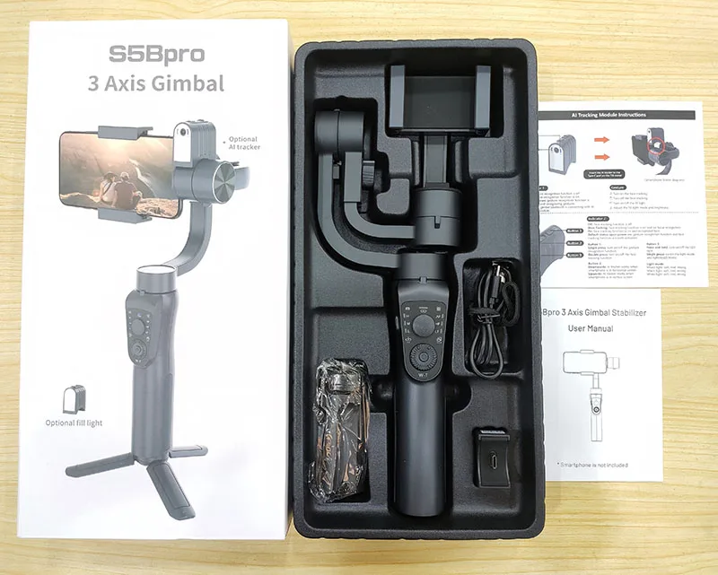 S5B Pro Gimbal Stabilizer - 3 Axis Handheld Tripod with AI