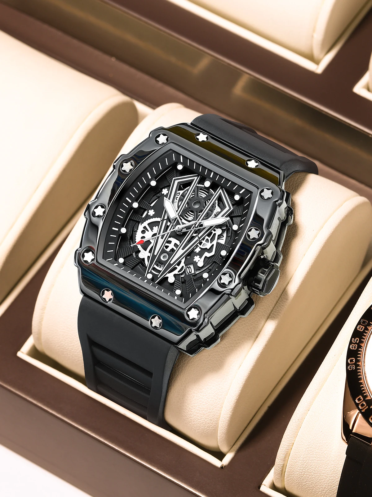 POEDAGAR 995 Brand New High Quality Ready to Ship Fancy Design Factory Wholesale Promotional Men Quartz Watches Silicone Strap