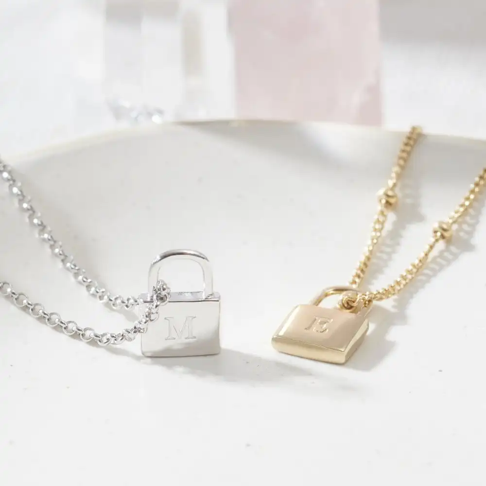 Initial Lock Necklace - Sterling Silver