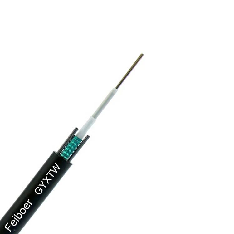 High srength GYXTW 4 core fiber optic cable price per meter with wooden drum metal cable wire for duct aerial application
