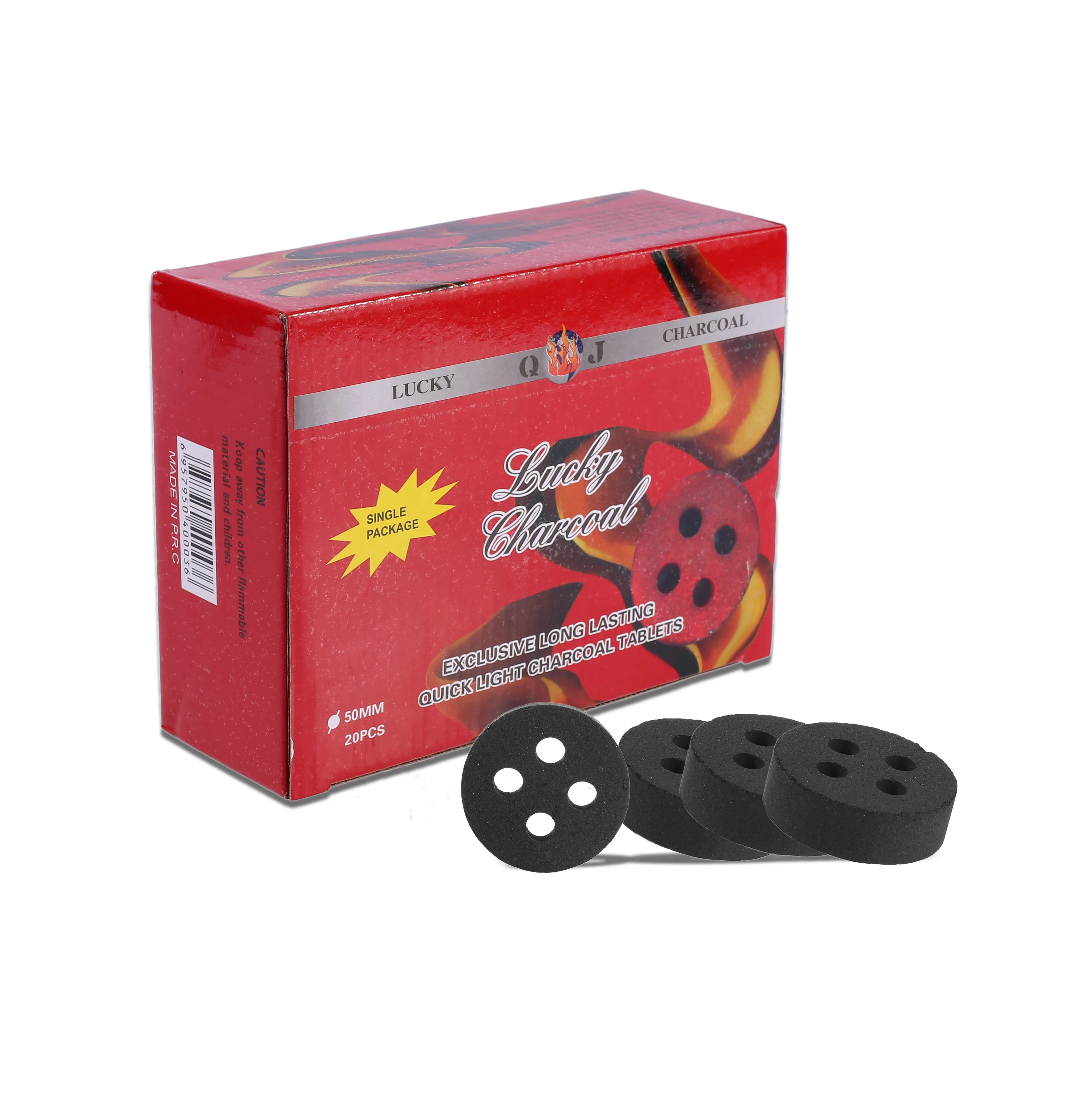 HongQiang Wholesale Instant Light Smokeless Wood 50mm Round Incense Charcoal Lucky Charcoal Bakhoor Coal