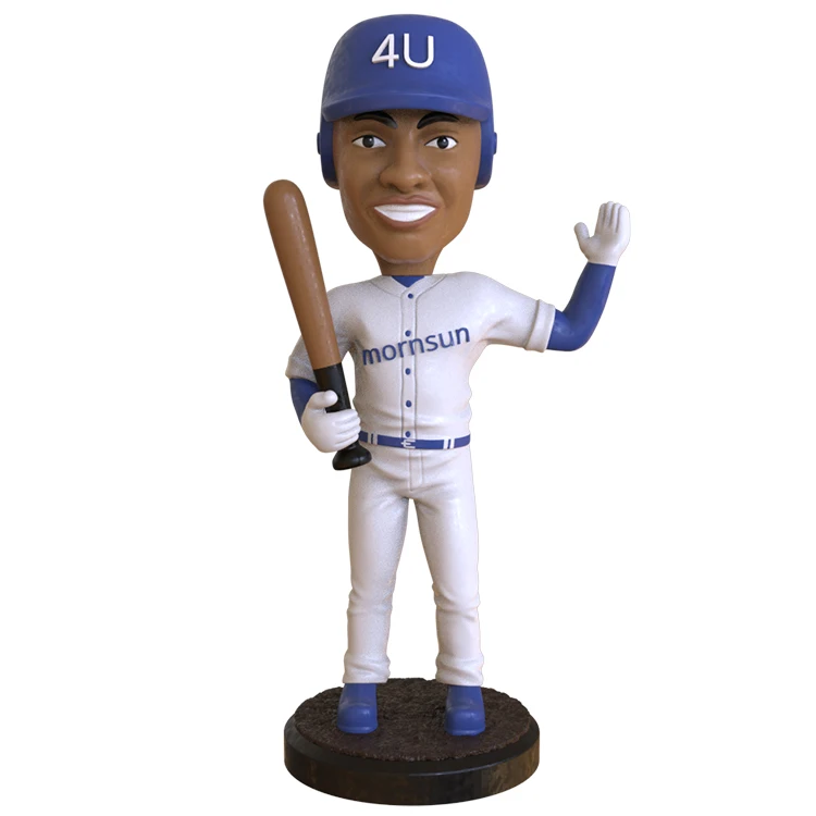 Figura de resina personalizada de jugador de béisbol con cabeza móvil, figuras con cabeza móvil personalizadas con bate, al por mayor en lote, figura deportiva de resina coleccionable
