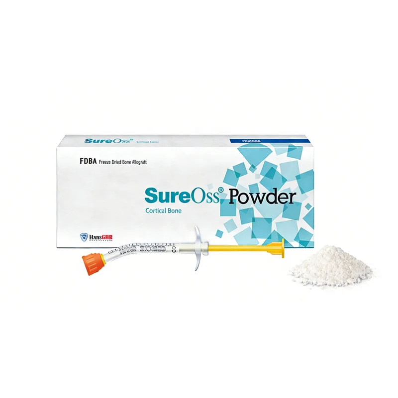 Pulvis Osstem SureOss/OsteOss pro Grafto Oseo Implantorum Dentalium, Pulvis Medicinalis Collagenos pro Reparatione, Materialis pro Grafto Oseo, Absorbibile