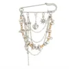 Silver and Gold mixed Brooch with pendants