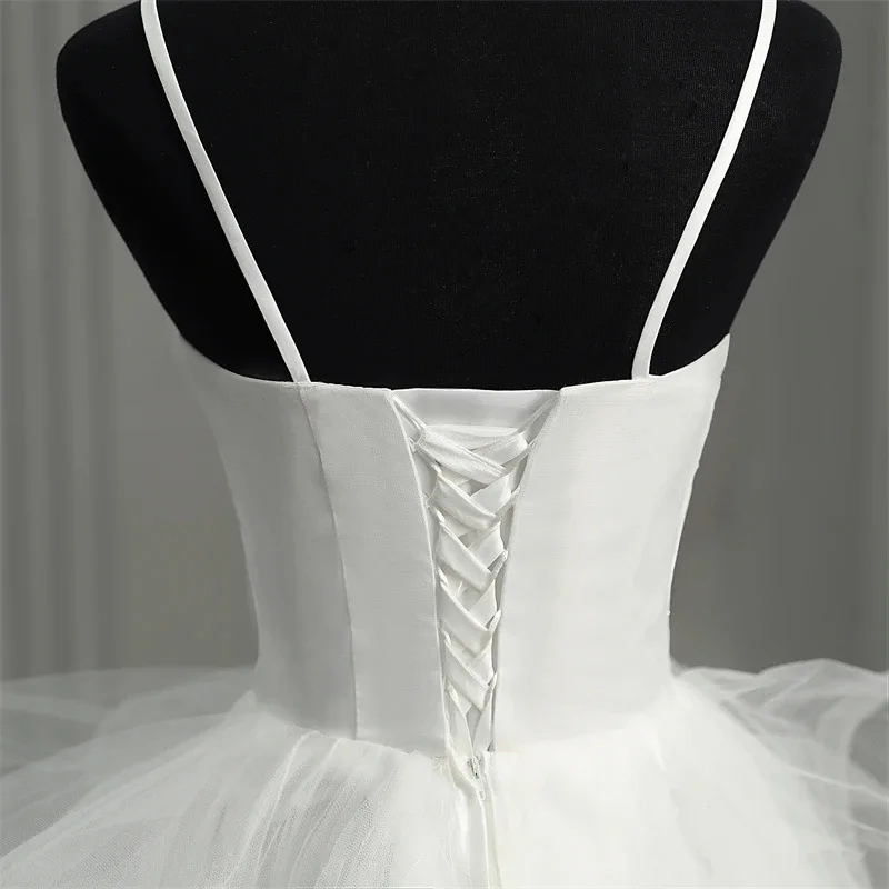 Short Front and Long Back Light Wedding Dress Princess Fluffy Trailing Cake Skirt Marriage Dress Wedding Dresses for Women