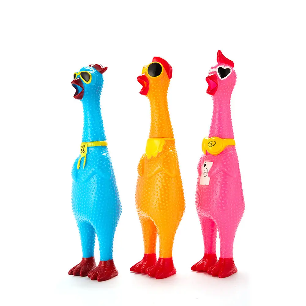 Lot De 6 Poulets Hurleurs En Caoutchouc - Jouet Farce Hilarant à Presser - Taille 30 Cm - Blague Pour Enfants, Chiens, Anniversaires - Jaune