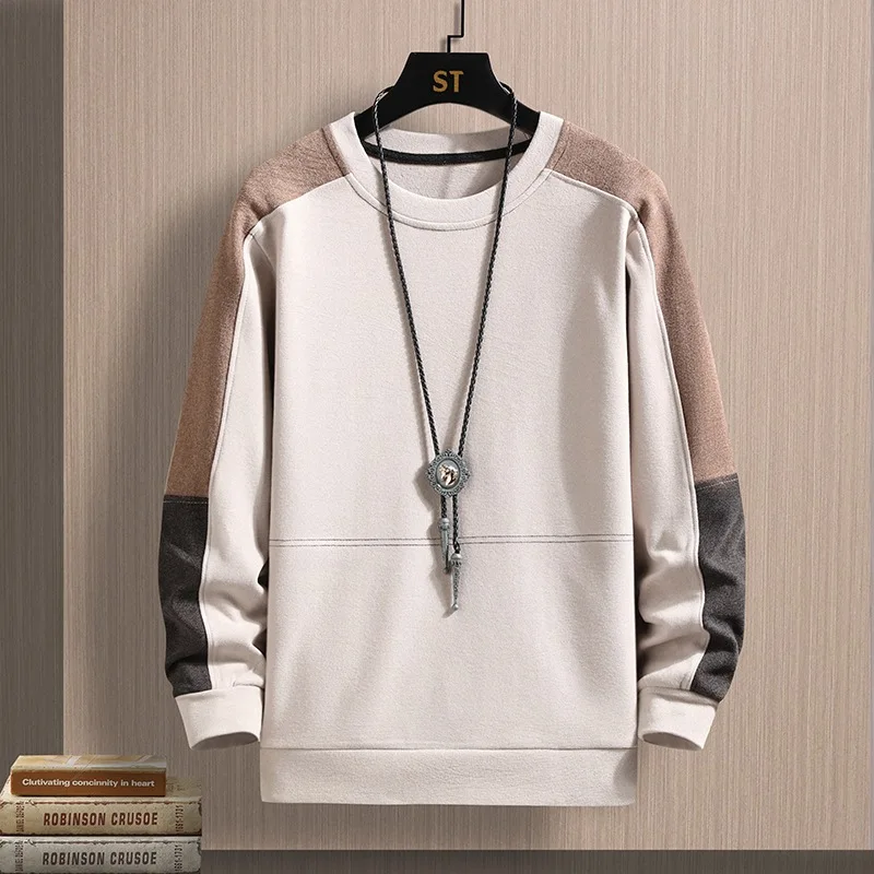 Autumn and Winter Double-sided German Velvet Long Sleeved T-shirt Men's Korean Fashion Plush Sweater Casual Top Men's Clothing