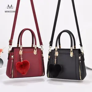 Minissimi Free Sample Pu Simple Style Winter Bolsas Femininas Heart Pendant Custom Hand Bags Wallet Fashion Luxury Woman Handbag