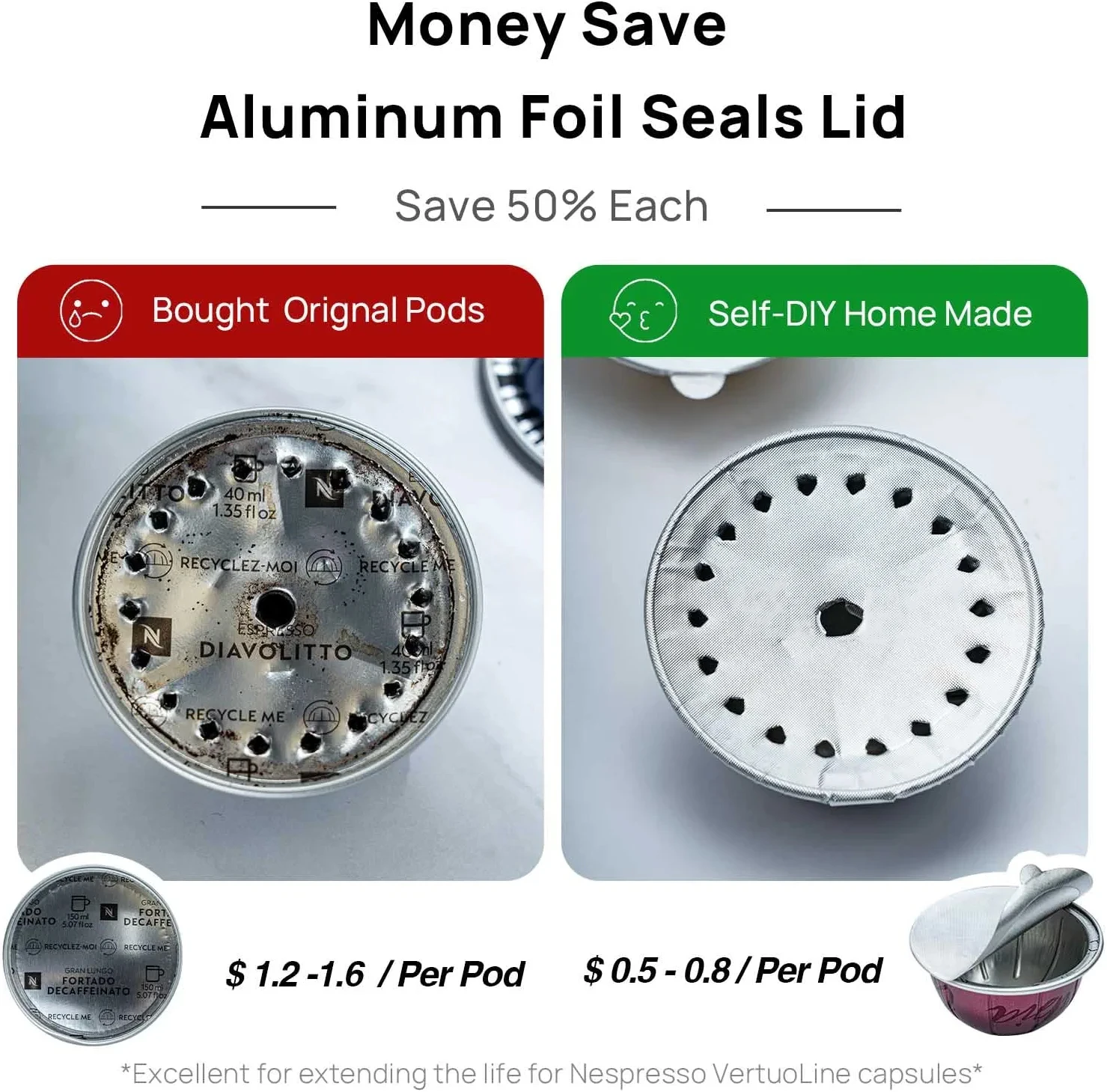 200 Coperchi Alluminio Per Capsule Nespresso Vertuoline - Kit Fai Da Te Caffè - Foto 6