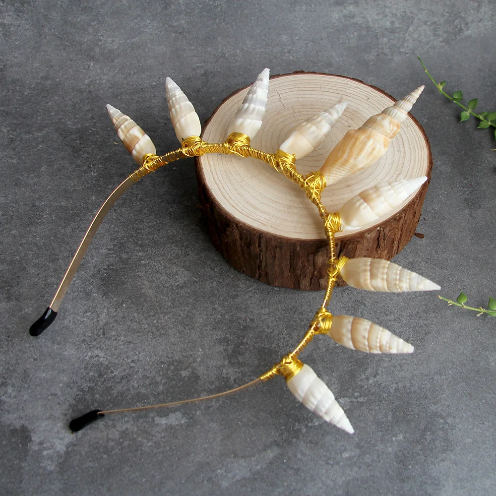 Оптовая продажа 2023, обруч для волос ручной работы с натуральными раковинами, аксессуар для волос для женщин и мужчин, украшение для вечеринки и Косплея