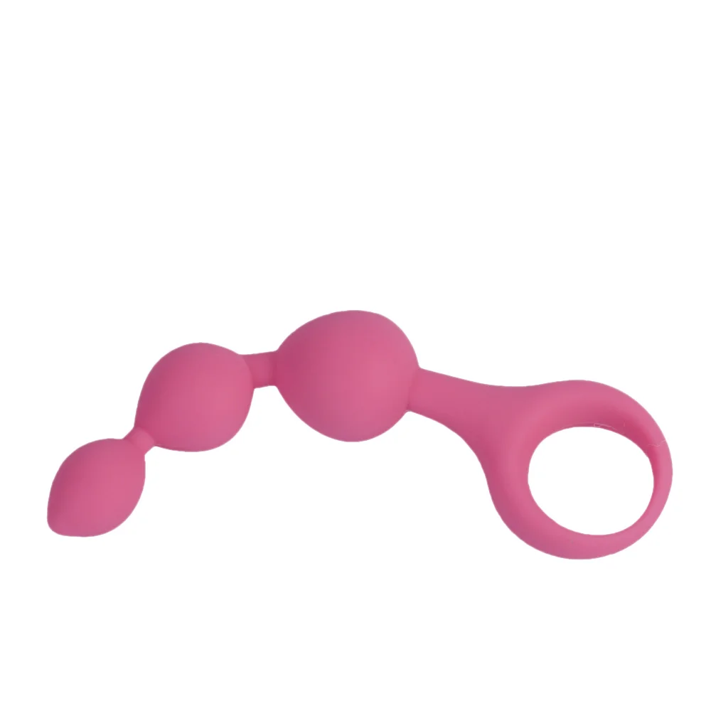 Amoura 3-bead silicone anal dilator in pink with graduated sizing for progressive training