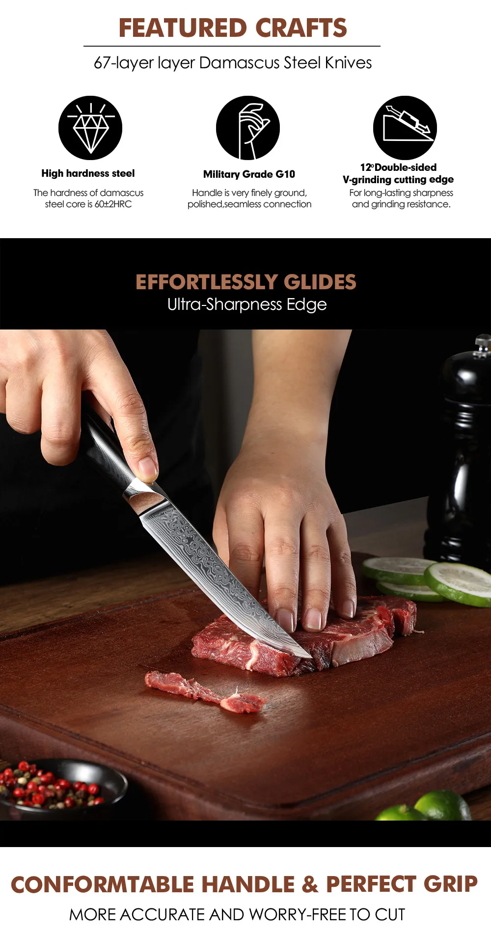 Best Damascus 67 Layer Kitchen Knife Set Kitchen Steak Knife Set Custom