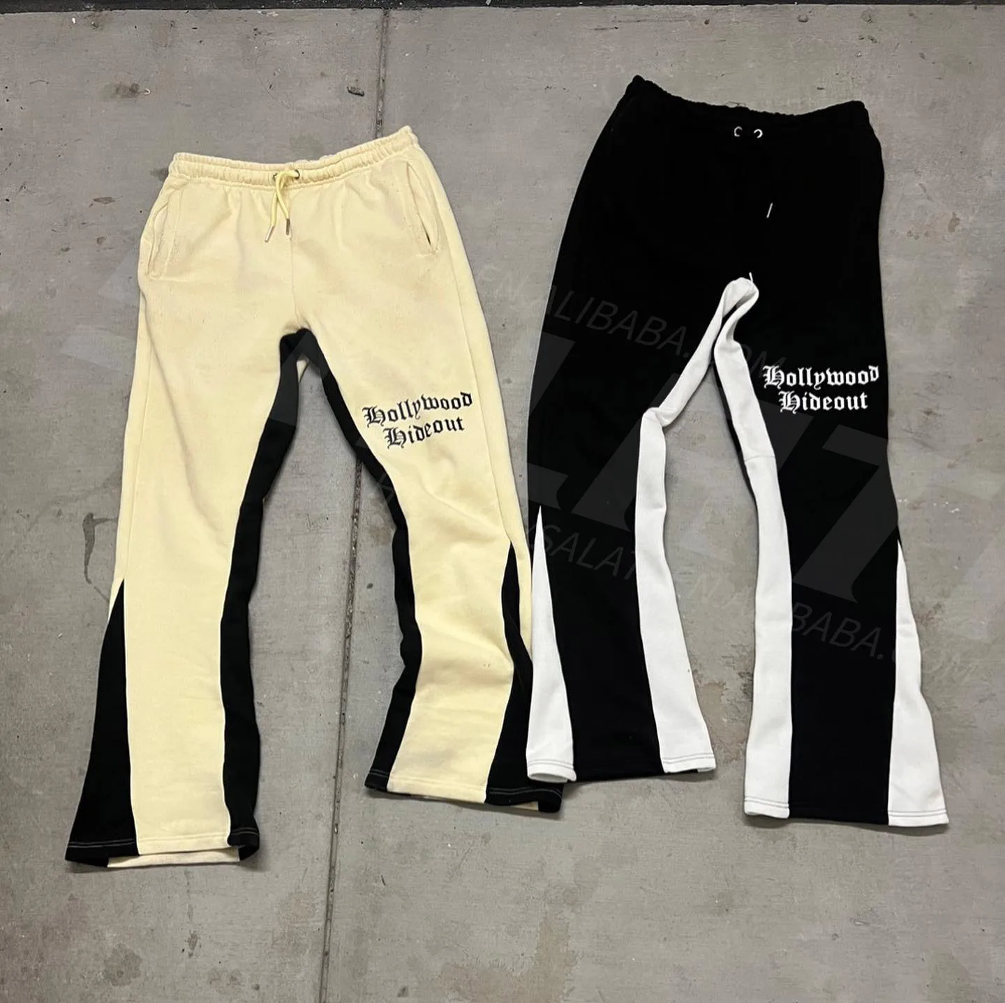 Salati Custom Flare Sweat Pants 100% Cotton French Terry Patchwork Heavyweight Loose Oversized Bootcut Flared Sweatpants Men gallery 4