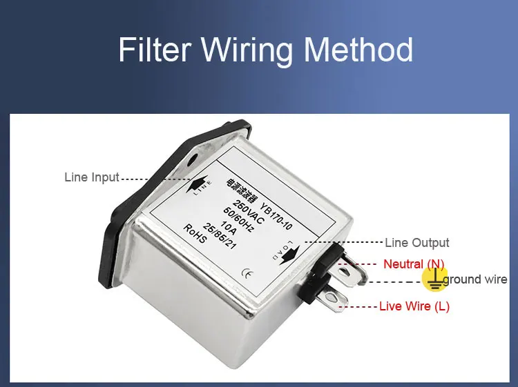 1A 3A 6A 10A Low Pass Switch and Fuse 250VAC Noise Filter with EMC/EMI for RFI (LC RC Networks) Filtering details