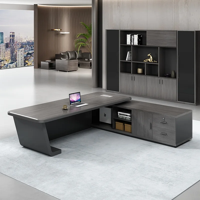 Simple Modern Luxury High Tech Black Boss Manager Office Table And Chair Combination Buy Boss